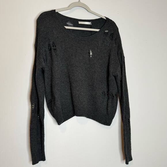 One Grey Day Carter Gray Merino Wool Shredded Pullover Women Small NWT - Picture 2 of 10